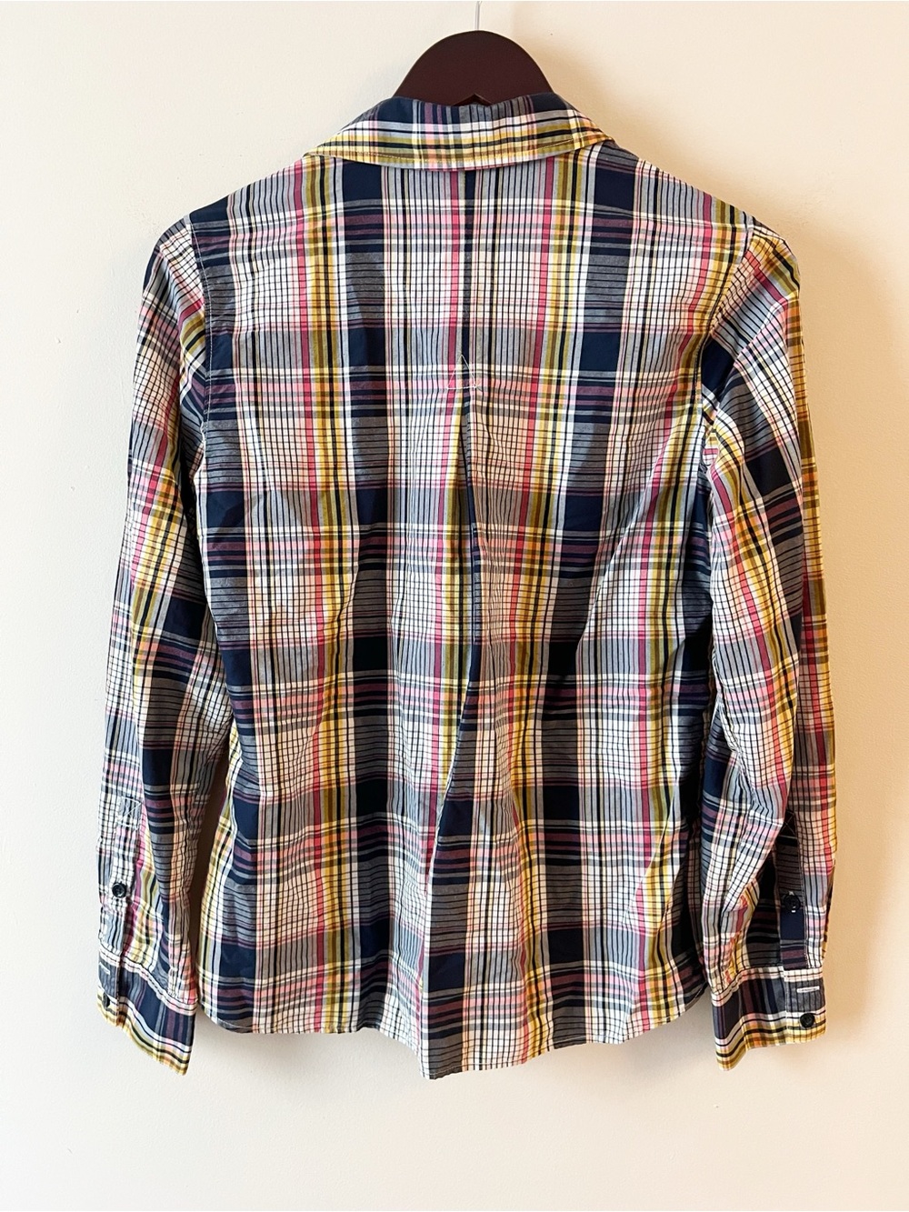 Patagonia Plaid Overcast Button Down Shirt Size 6 Blue Pink Hiking Camping - Picture 6 of 6
